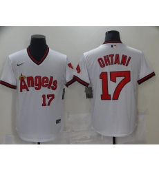 Men Los Angeles Angels 17 Ohtani White Game Throwback 2021 Nike MLB Jersey