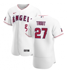 Men Los Angeles Angels 27 Mike Trout Men Nike White Home 2020 Flex Base Player MLB Jersey