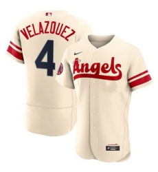 Men Los Angeles Angels 4 Andrew Velazquez 2022 Cream City Connect Flex Base Stitched Jerseyy