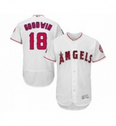 Mens Los Angeles Angels of Anaheim 18 Brian Goodwin White Home Flex Base Authentic Collection Baseball Jersey