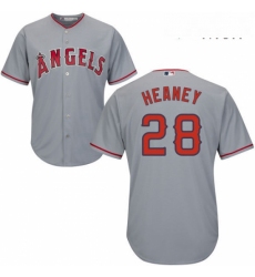 Mens Majestic Los Angeles Angels of Anaheim 28 Andrew Heaney Replica Grey Road Cool Base MLB Jersey