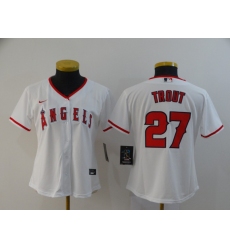 Women Angels 27 Mike Trout White Women 2020 Nike Cool Base Jersey