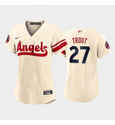 Women Los Angeles Angels 27 Mike Trout 2022 Cream City Connect Stitched Baseball Jerseyss