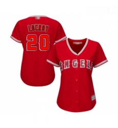 Womens Los Angeles Angels of Anaheim 20 Jonathan Lucroy Replica Red Alternate Baseball Jersey 