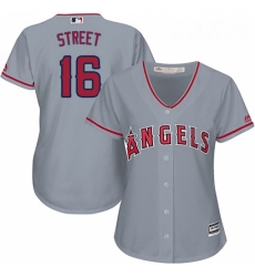 Womens Majestic Los Angeles Angels of Anaheim 16 Huston Street Replica Grey Road Cool Base MLB Jersey