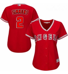 Womens Majestic Los Angeles Angels of Anaheim 2 Andrelton Simmons Replica Red Alternate MLB Jersey