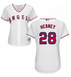 Womens Majestic Los Angeles Angels of Anaheim 28 Andrew Heaney Authentic White Home Cool Base MLB Jersey