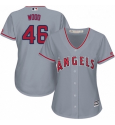 Womens Majestic Los Angeles Angels of Anaheim 46 Blake Wood Replica Grey Road Cool Base MLB Jersey 