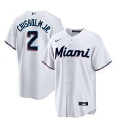 Men Miami Marlins 2 Jazz Chisholm Jr  White Cool Base Stitched Jersey