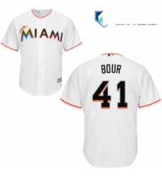 Mens Majestic Miami Marlins 41 Justin Bour Replica White Home Cool Base MLB Jersey 