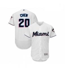 Mens Miami Marlins 20 Wei Yin Chen White Home Flex Base Authentic Collection Baseball Jersey