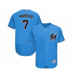 Mens Miami Marlins 7 Deven Marrero Blue Alternate Flex Base Authentic Collection Baseball Jersey