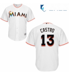 Youth Majestic Miami Marlins 13 Starlin Castro Replica White Home Cool Base MLB Jersey 