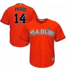 Youth Majestic Miami Marlins 14 Martin Prado Replica Orange Alternate 1 Cool Base MLB Jersey