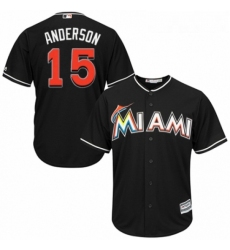 Youth Majestic Miami Marlins 15 Brian Anderson Replica Black Alternate 2 Cool Base MLB Jersey 