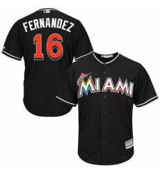 Youth Majestic Miami Marlins 16 Jose Fernandez Authentic Black Alternate 2 Cool Base MLB Jersey