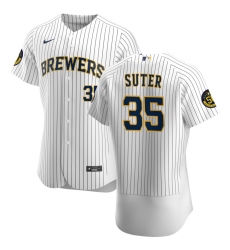 Men Milwaukee Brewers 35 Brent Suter Men Nike White Home 2020 Flex Base Player MLB Jersey