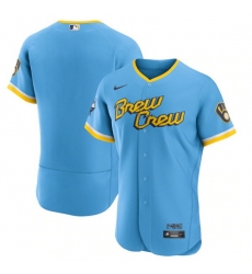 Men Milwaukee Brewers Blank Powder Blue 2022 City Connect Flex Base Stitched MLB Jersey