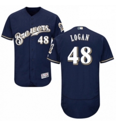 Mens Majestic Milwaukee Brewers 48 Boone Logan White Alternate Flex Base Authentic Collection MLB Jersey