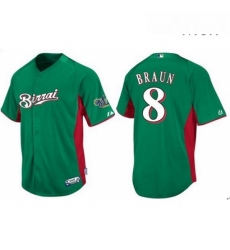 Mens Majestic Milwaukee Brewers 8 Ryan Braun Replica Green Birrai Cool Base MLB Jersey