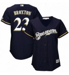 Womens Majestic Milwaukee Brewers 23 Keon Broxton Replica White Alternate Cool Base MLB Jersey 