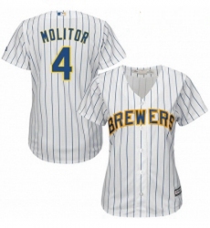 Womens Majestic Milwaukee Brewers 4 Paul Molitor Replica White Alternate Cool Base MLB Jersey