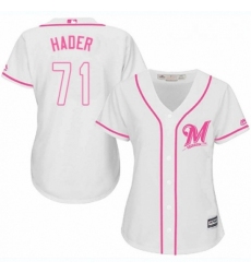 Womens Majestic Milwaukee Brewers 71 Josh Hader Replica White Fashion Cool Base MLB Jersey 