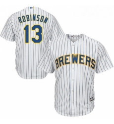 Youth Majestic Milwaukee Brewers 13 Glenn Robinson Replica White Alternate Cool Base MLB Jersey