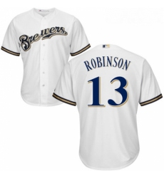 Youth Majestic Milwaukee Brewers 13 Glenn Robinson Replica White Home Cool Base MLB Jersey