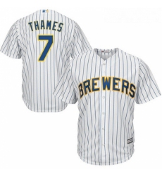 Youth Majestic Milwaukee Brewers 7 Eric Thames Authentic White Alternate Cool Base MLB Jersey