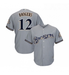 Youth Milwaukee Brewers 12 Aaron Rodgers Replica Grey Road Cool Base Baseball Jersey 