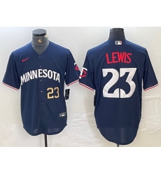 Men Minnesota Twins 23 Royce Lewis NAVY Cool Base Stitched Baseball Jersey