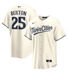 Men Minnesota Twins 25 Byron Buxton Cream Cool Base Stitched Baseball Jersey