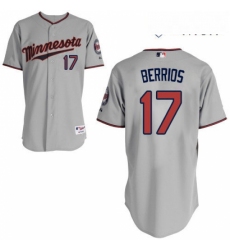 Mens Majestic Minnesota Twins 17 Jose Berrios Authentic Grey Road Cool Base MLB Jersey