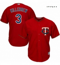 Mens Majestic Minnesota Twins 3 Harmon Killebrew Replica Scarlet Alternate Cool Base MLB Jersey