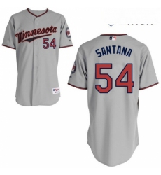 Mens Majestic Minnesota Twins 54 Ervin Santana Authentic Grey Road Cool Base MLB Jersey