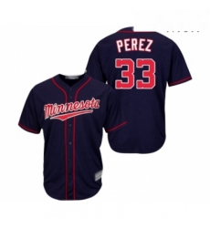 Mens Minnesota Twins 33 Martin Perez Replica Navy Blue Alternate Road Cool Base Baseball Jersey 