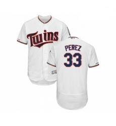 Mens Minnesota Twins 33 Martin Perez White Home Flex Base Authentic Collection Baseball Jersey