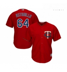 Mens Minnesota Twins 64 Willians Astudillo Replica Scarlet Alternate Cool Base Baseball Jersey 