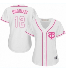 Womens Majestic Minnesota Twins 12 Jake Odorizzi Replica White Fashion Cool Base MLB Jersey 