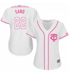 Womens Majestic Minnesota Twins 22 Miguel Sano Replica White Fashion Cool Base MLB Jersey