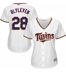 Womens Majestic Minnesota Twins 28 Bert Blyleven Replica White Home Cool Base MLB Jersey