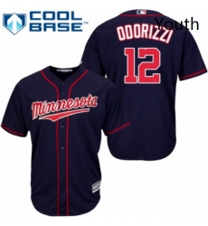 Youth Majestic Minnesota Twins 12 Jake Odorizzi Replica Navy Blue Alternate Road Cool Base MLB Jersey 