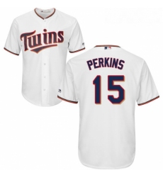 Youth Majestic Minnesota Twins 15 Glen Perkins Authentic White Home Cool Base MLB Jersey