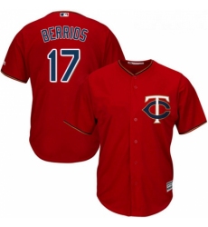 Youth Majestic Minnesota Twins 17 Jose Berrios Replica Scarlet Alternate Cool Base MLB Jersey