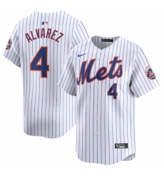 Men New York Mets 4 Francisco Alvarez White Home Limited Stitched Baseball Jersey