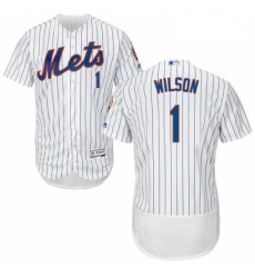 Mens Majestic New York Mets 1 Mookie Wilson White Home Flex Base Authentic Collection MLB Jersey