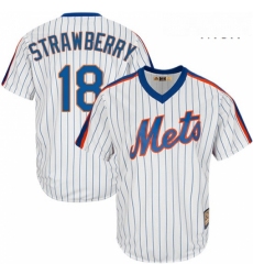 Mens Majestic New York Mets 18 Darryl Strawberry Replica White Cooperstown MLB Jersey