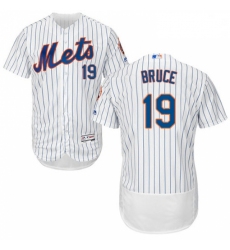 Mens Majestic New York Mets 19 Jay Bruce White Home Flex Base Authentic Collection MLB Jersey