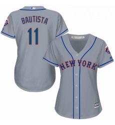 Womens Majestic New York Mets 11 Jose Bautista Authentic Grey Road Cool Base MLB Jersey 